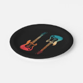 Retro Gitarre Gitarrist Electric Bass Gitarre Rock Pappteller (Schrägansicht)