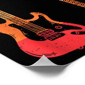 Retro Gitarre Gitarrist Electric Bass Gitarre Rock Poster (Ecke)