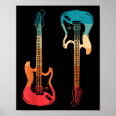 Retro Gitarre Gitarrist Electric Bass Gitarre Rock Poster (Vorne)