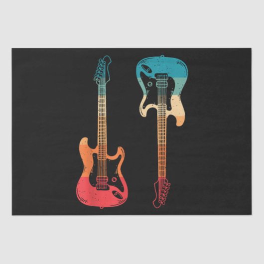 Retro Gitarre Gitarrist Electric Bass Gitarre Rock Seidenpapier (Vorderseite)