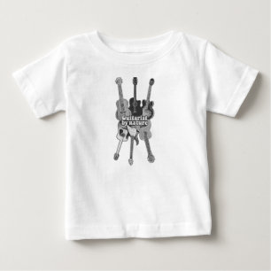 Retro-Gitarre in Schwarz und Weiß für Gitarrist Baby T-shirt