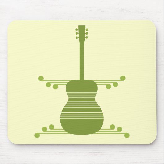 Retro Gitarre Mousepad, Olive Green Mousepad (Vorne)
