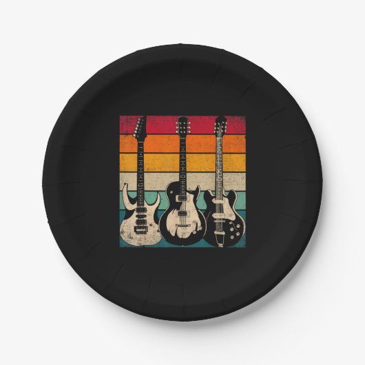 Retro Gitarre Pappteller (Vorderseite)