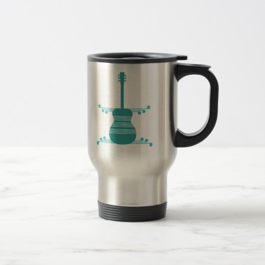 Retro Gitarre Tasse, Aquamarin Reisebecher (Rechts)