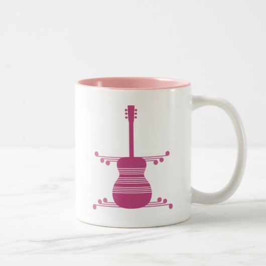 Retro Gitarre Tasse, Magenta Zweifarbige Tasse (Rechts)