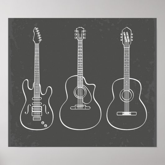 Retro Gitarre Trio musikalische Abbildung Poster (Vorne)