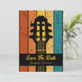 Retro Gitarre Vintage Gitarre Save the Date Einladung (Stehend Vorderseite)