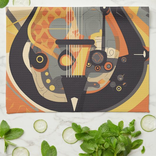 Retro-Gitarren-Illustration Geschirrtuch (Gefaltet)