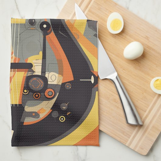 Retro-Gitarren-Illustration Geschirrtuch (Viertel Falte)