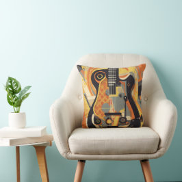 Retro-Gitarren-Illustration Kissen