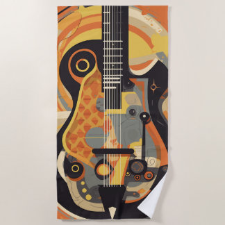 Retro-Gitarren-Illustration Strandtuch