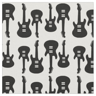 Retro Gitarren Muster B&W Elektrische Gitarren Stoff