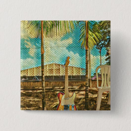 Retro-Gitarrengeschenk Button (Vorderseite)