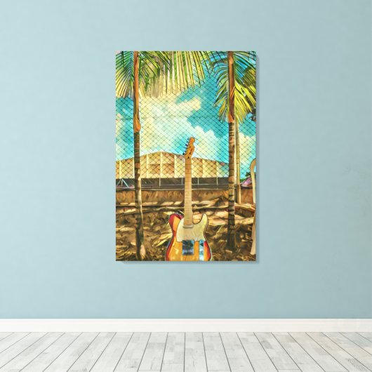 Retro-Gitarrengeschenk Leinwanddruck (Insitu (Holzboden))