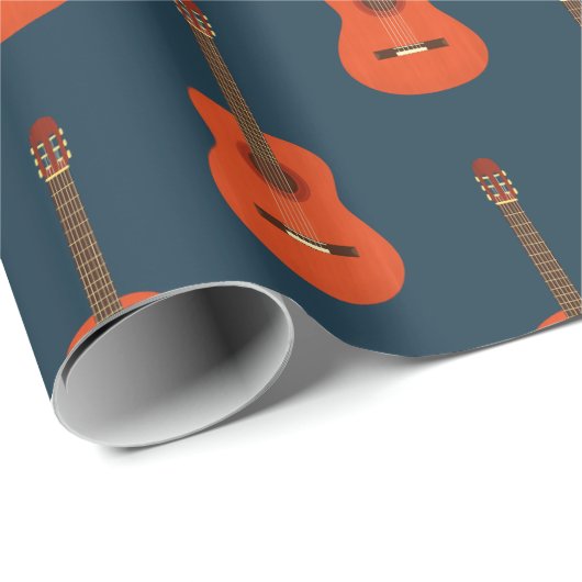 Retro-Gitarrenmuster Geschenkpapier (Rolleneckpunkt)