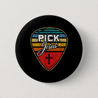 Retro-Gitarrist Gitarrenpick Christian Musik Jesus Button