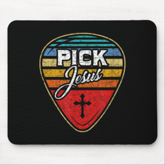 Retro Gitarrist Gitarrenpick Christian Musik Jesus Mousepad
