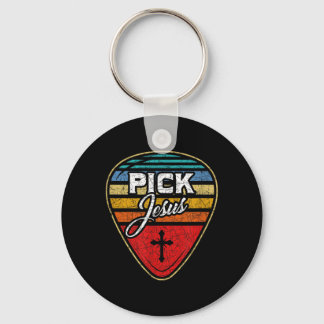 Retro Gitarrist Gitarrenpick Christian Musik Jesus Schlüsselanhänger
