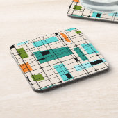 Retro Gitter u. Sternexplosion-harte Getränkeuntersetzer (Linke Seite)