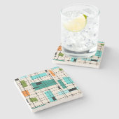 Retro Gitter u. Sternexplosion-MarmorUntersetzer Steinuntersetzer (Seitenansicht)