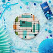 Retro Gitter u. Sternexplosion-Papierplatte Pappteller (Party)