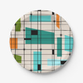 Retro Gitter u. Sternexplosion-Papierplatte Pappteller (Vorderseite)