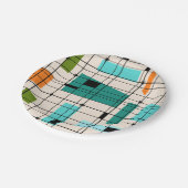 Retro Gitter u. Sternexplosion-Papierplatte Pappteller (Schrägansicht)