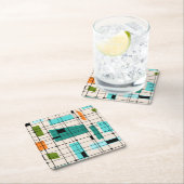 Retro Gitter u. Sternexplosion-PapierUntersetzer Rechteckiger Pappuntersetzer (Vor Ort)