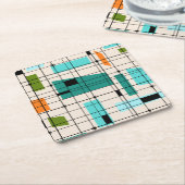 Retro Gitter u. Sternexplosion-PapierUntersetzer Rechteckiger Pappuntersetzer (angewinkelt)