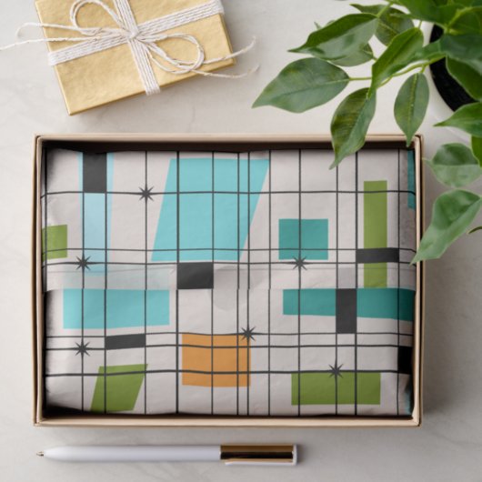 Retro Gitter-u. Sternexplosion-Seidenpapier Seidenpapier (Geschenk)