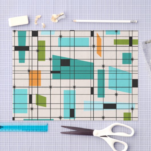 Retro Gitter-u. Sternexplosion-Seidenpapier Seidenpapier (Handwerk)