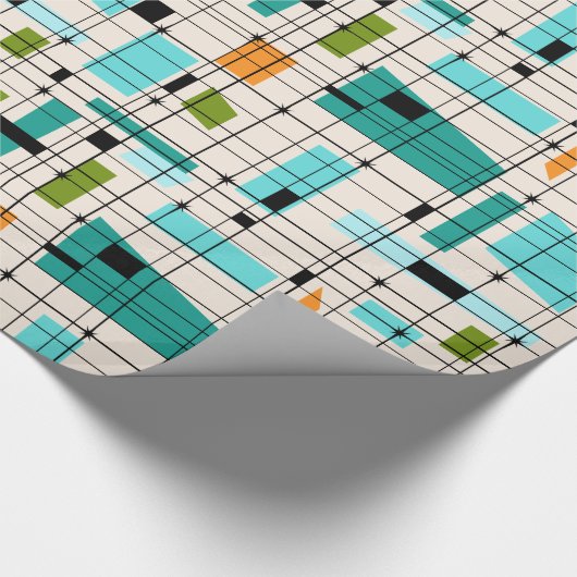 Retro Gitter-u. Sternexplosion-Verpackungs-Papier Geschenkpapier (Ecke)