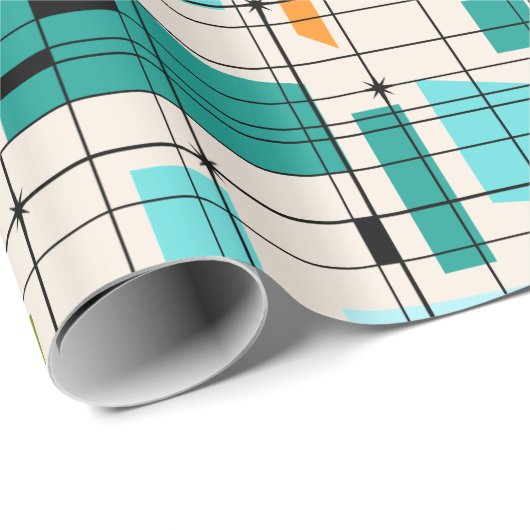 Retro Gitter-u. Sternexplosion-Verpackungs-Papier Geschenkpapier (Rolleneckpunkt)