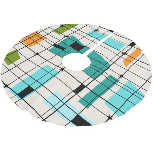 Retro Gitter-u. Sternexplosion-Weihnachtsbaum-Rock Polyester Weihnachtsbaumdecke (Schrägansicht)