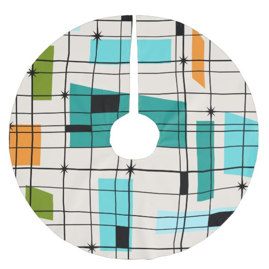 Retro Gitter-u. Sternexplosion-Weihnachtsbaum-Rock Polyester Weihnachtsbaumdecke (Vorderseite)