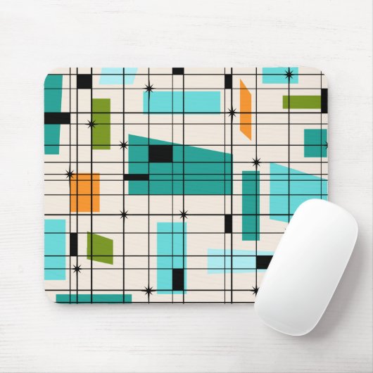 Retro Gitter u. Sternexplosionen Mousepad (Mit Mouse)