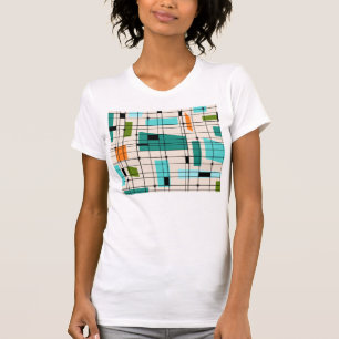 Retro Gitter-und Sternexplosion-T - Shirt