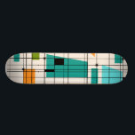 Retro Gitteru. SternexplosionenSkateboard Skateboard<br><div class="desc">Dieser Retro Gitterund SternexplosionenSkateboard ist, wo Vintage Art modernen Tag sich trifft. Er kennzeichnet einen cremefarbenen Hintergrund mit kitschy, weg weg den Konditionsquadraten und von den Rechtecken in aquamarinem, im Türkis, in diesem hellblauen, Orange und Avocadogrün. Die wunderlichen Blöcke der Farbe werden werden gearbeitet in einige der Gitterschnitte bedeckt. Es...</div>