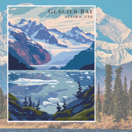 Retro Glacier Bay Alaska USA National Park Travel Postkarte