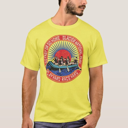 Retro Glacier National Park Rafting T - Shirt (Vorderseite)