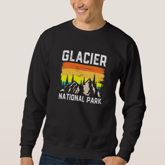 Retro Glacier Nationalpark Montana Camping Wandern Sweatshirt (Vorderseite)
