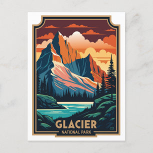 Retro Glacier Nationalpark Postkarte