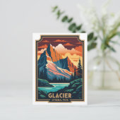 Retro Glacier Nationalpark Postkarte (Stehend Vorderseite)
