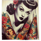 Retro-Glam-Button Duschvorhang (Vorderseite)