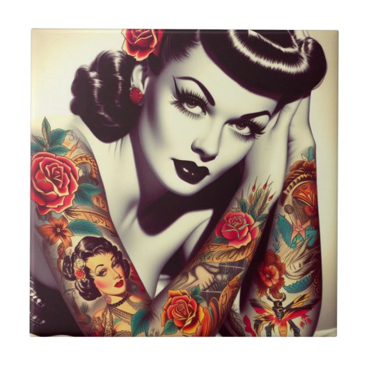 Retro-Glam-Button Fliese (Vorderseite)