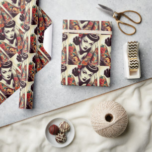 Retro-Glam-Button Geschenkpapier
