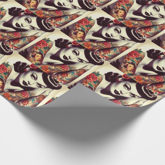 Retro-Glam-Button Geschenkpapier (Ecke)