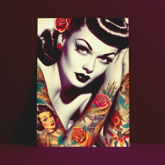 Retro-Glam-Button Postkarte