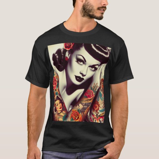 Retro-Glam-Button T-Shirt (Vorderseite)