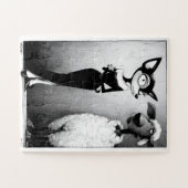 Retro Glam Cat and Sheep Jigsaw Puzzle (Horizontal)